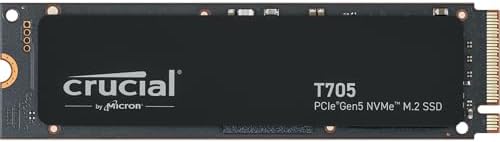 Crucial SSD T705 PCIe Gen5 NVMe de 2 TB, hasta 14,500 MB/s, TLC NAND, compatible con Intel y Ryzen, para juegos duros y almacenamiento de alta velocidad, unidad de estado sólido, incluye 1 Mo Adobe CC - CT2000T705SSD3