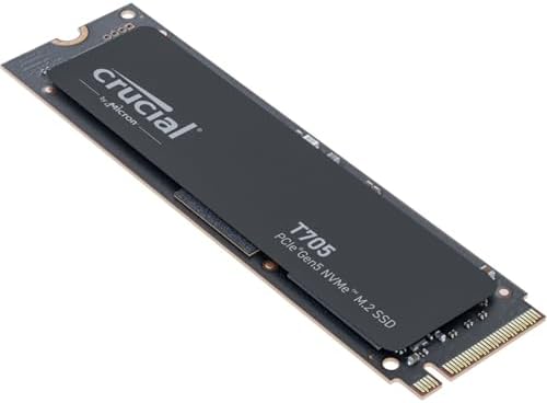 Crucial SSD T705 PCIe Gen5 NVMe de 2 TB, hasta 14,500 MB/s, TLC NAND, compatible con Intel y Ryzen, para juegos duros y almacenamiento de alta velocidad, unidad de estado sólido, incluye 1 Mo Adobe CC - CT2000T705SSD3
