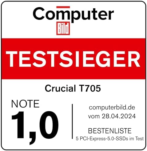 Crucial SSD T705 PCIe Gen5 NVMe de 2 TB, hasta 14,500 MB/s, TLC NAND, compatible con Intel y Ryzen, para juegos duros y almacenamiento de alta velocidad, unidad de estado sólido, incluye 1 Mo Adobe CC - CT2000T705SSD3