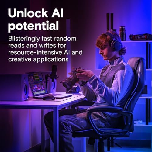 Crucial SSD T705 PCIe Gen5 NVMe de 2 TB, hasta 14,500 MB/s, TLC NAND, compatible con Intel y Ryzen, para juegos duros y almacenamiento de alta velocidad, unidad de estado sólido, incluye 1 Mo Adobe CC - CT2000T705SSD3