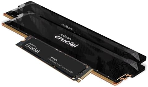 Crucial T710 Gen5 2TB SSD  Up to 14 900MB/s Read Plus DDR5 Pro OC CL32 RAM 32GB Kit  2x16GB   6400MHz CL32  Black   Storage & Memory Bundle