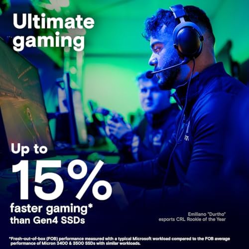 Crucial T710 PCIe Gen5 NVMe 1TB SSD  Up to 14 900 MB/s  Laptop & Desktop Compatible  PC   for Creatives and Hardcore Gamers  Solid State Drive  Includes 1Mo Adobe CC   CT1000T710SSD8 01