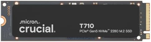 Crucial T710 PCIe Gen5 NVMe 2TB SSD, hasta 14,900 MB/s, compatible con portátiles y equipos de escritorio (PC), para creativos y jugadores hardcore, unidad de estado sólido, incluye 1 mes de Adobe CC
