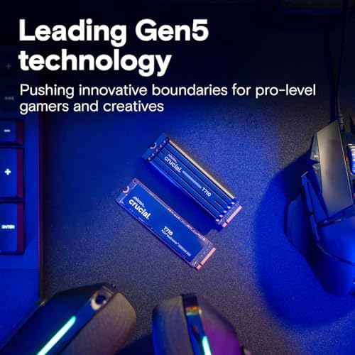 Crucial T710 PCIe Gen5 NVMe 2TB SSD, hasta 14,900 MB/s, compatible con portátiles y equipos de escritorio (PC), para creativos y jugadores hardcore, unidad de estado sólido, incluye 1 mes de Adobe CC