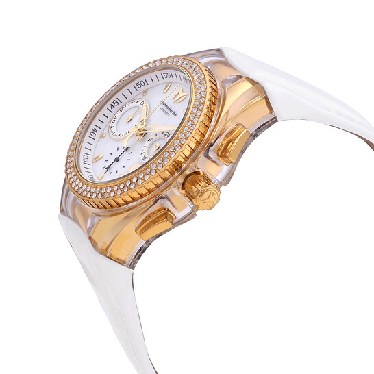Tecnomarino Reloj de cuarzo con cronógrafo Cruise para mujer, esfera blanca y cristal.