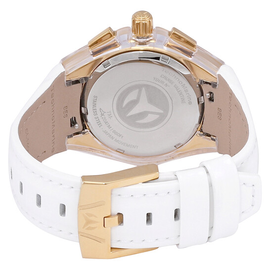 Tecnomarino Reloj de cuarzo con cronógrafo Cruise para mujer, esfera blanca y cristal.