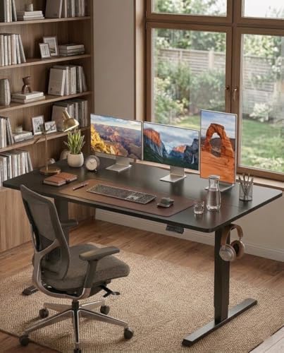 CubiCubi 63 x 28 Large Standing Desk  Height Adjustable Electric Computer Desk  28 Deep Desktop  Sit Stand up Home Office Workstations with 4 Preset Heights  Black