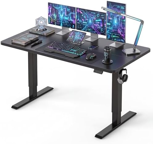 CubiCubi 63 x 28 Large Standing Desk  Height Adjustable Electric Computer Desk  28 Deep Desktop  Sit Stand up Home Office Workstations with 4 Preset Heights  Black