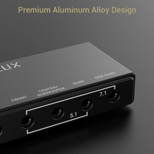 Cubilux 7 1 USB Surround Sound Card  48KHz 384KHz Sample Rate for Headphones  Full Aluminum Alloy USB A External Sound Card for Laptop PC Supports Line in & Stereo Mic in