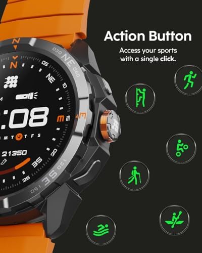Cubitt Terra - Reloj inteligente resistente con GPS de doble banda, pantalla AMOLED de 1.48 pulgadas, mapas sin conexión, VITA AI, entrenador AI, puntaje de preparación, 5 ATM, batería de 14 días, modelo naranja exclusivo con correa adicional