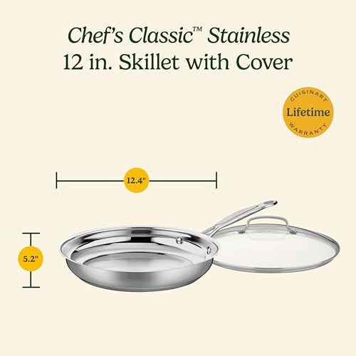 Cuisinart 12 Inch Skillet with Glass Cover  Chefs Classic Collection  722 30G