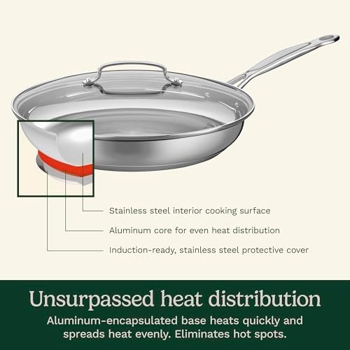 Cuisinart 12 Inch Skillet with Glass Cover  Chefs Classic Collection  722 30G