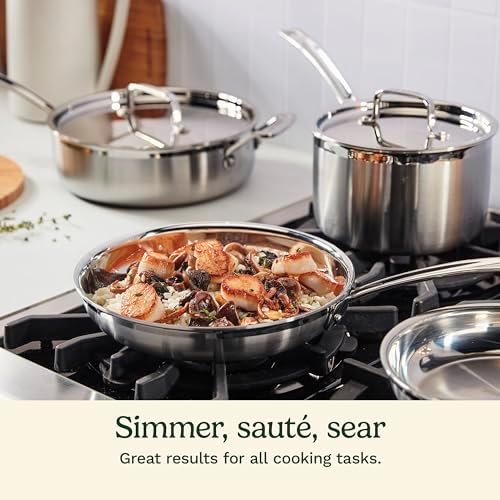 Cuisinart 12 Piece MultiClad Pro Triple Ply Stainless Steel Cookware Set  Heat Surround Technology  Cool Grip Handles  Oven Safe to 500 F  MCPS 12N  Silver