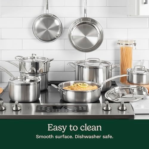 Cuisinart 12 Piece MultiClad Pro Triple Ply Stainless Steel Cookware Set  Heat Surround Technology  Cool Grip Handles  Oven Safe to 500 F  MCPS 12N  Silver