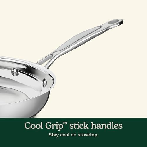 Cuisinart 17 Piece Stainless Steel Cookware Set  Chefs Classic Steel Collection with Pure Aluminum Core for Quick and Even Heat  Cool Grip Handles  Dishwasher Safe  77 17N