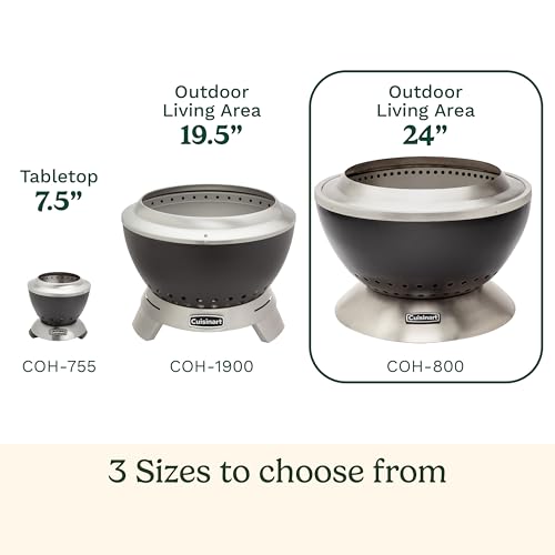 Cuisinart 24  Cleanburn Smokeless Fire Pit with Removable Base for Ash  Portable Wood Burning Outdoor Fireplace  Stainless Steel Smoke Free Outdoor Heater  Enhanced Airflow and Easy Cleanup