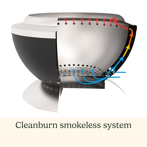 Cuisinart 24  Cleanburn Smokeless Fire Pit with Removable Base for Ash  Portable Wood Burning Outdoor Fireplace  Stainless Steel Smoke Free Outdoor Heater  Enhanced Airflow and Easy Cleanup