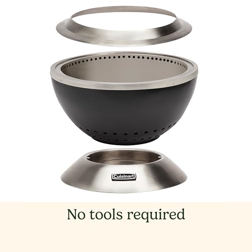 Cuisinart 24  Cleanburn Smokeless Fire Pit with Removable Base for Ash  Portable Wood Burning Outdoor Fireplace  Stainless Steel Smoke Free Outdoor Heater  Enhanced Airflow and Easy Cleanup