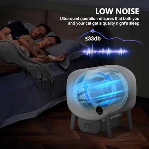 Cumrige Self Cleaning Litter Box  Large Capacity Automatic Cat Litter Box Self Cleaning for Cats  App Control Safety Protection  2 Roll Garbage Bags White & Grey