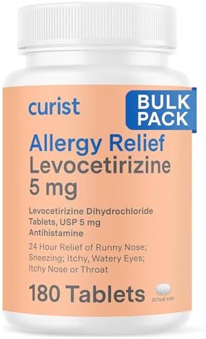 Curist Levocetirizine 5 mg  365 Tablets  Seasonal Antihistamine for Allergy Relief   24 Hour Itch  Sneezing & Runny Nose Relief