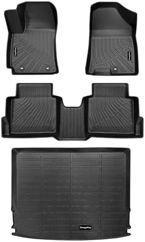 Custom Fit All Weather Car Floor Mats for Hyundai Kona 2026 2025 2024   Heavy Duty TPE Floor Liners & Cargo Mat Full Set   Non Slip Black Interior Car Accessories for Hyundai Kona