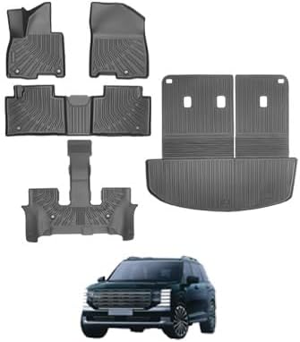Custom Fit All Weather Car Floor Mats for Hyundai Kona 2026 2025 2024   Heavy Duty TPE Floor Liners & Cargo Mat Full Set   Non Slip Black Interior Car Accessories for Hyundai Kona