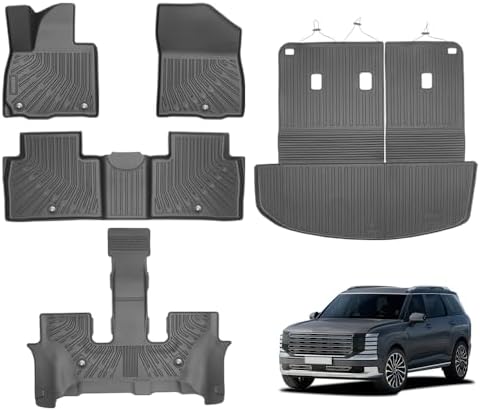 Custom Fit All Weather Car Floor Mats for Hyundai Kona 2026 2025 2024   Heavy Duty TPE Floor Liners & Cargo Mat Full Set   Non Slip Black Interior Car Accessories for Hyundai Kona