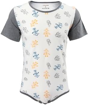 CutiePlusU Mens Cotton Button Crotch Bodysuits Adult Romper Onesie for Men Print