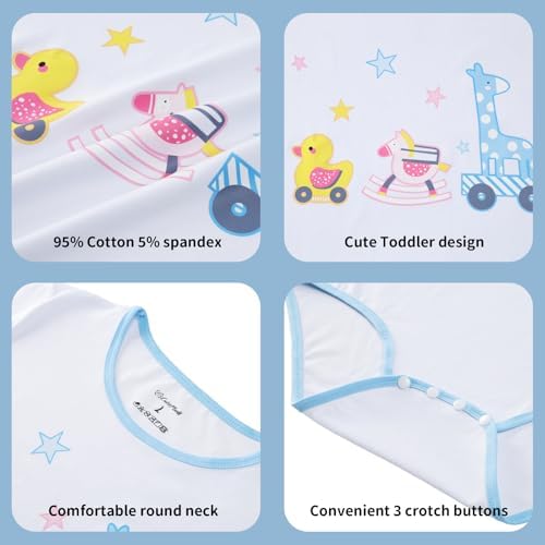 CutiePlusU Mens Cotton Button Crotch Bodysuits Adult Romper Onesie for Men Print