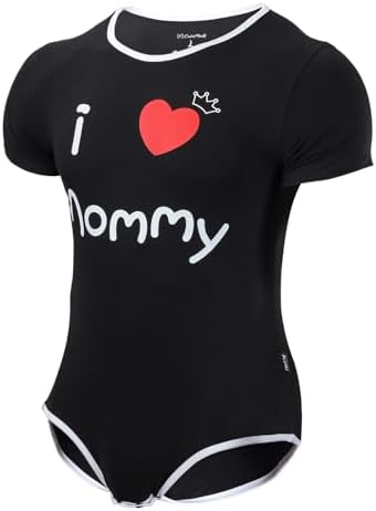 CutiePlusU Mens Cotton Button Crotch Bodysuits Adult Romper Onesie for Men Print