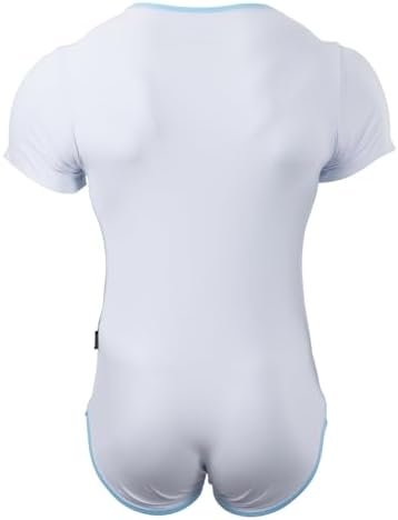 CutiePlusU Mens Cotton Button Crotch Bodysuits Adult Romper Onesie for Men Print