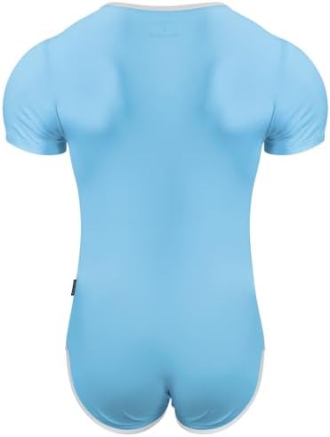 CutiePlusU Mens Cotton Button Crotch Bodysuits Adult Romper Onesie for Men Print