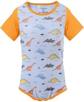 CutiePlusU Mens Cotton Button Crotch Bodysuits Adult Romper Onesie for Men Print