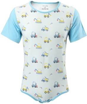 CutiePlusU Mens Cotton Button Crotch Bodysuits Adult Romper Onesie for Men Print