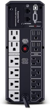 CyberPower BRG1500AVRLCD2 Intelligent LCD UPS Battery Backup and Surge Protector  1500VA/900W  12 Outlets 2 USB Ports  AVR  Mini Tower  UL Certified  5 Year Warranty