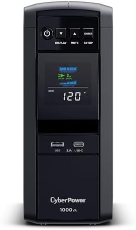 CyberPower CP1350PFCLCD PFC Sinewave UPS Battery Backup and Surge Protector  1350VA/880W  12 Outlets  AVR  Mini Tower  UL Certified