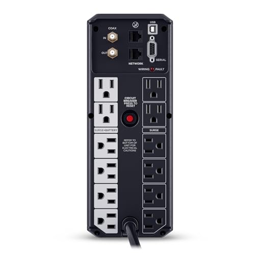 CyberPower CP1500AVRLCD3 Intelligent LCD UPS System  1500VA/900W  12 Outlets  2 USB Ports  AVR  Mini Tower  Black