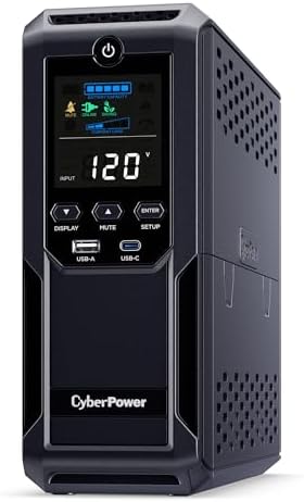 CyberPower CP1500AVRLCD3 Intelligent LCD UPS Battery Backup and Surge Protector  1500VA/900W  12 Outlets  2 USB Ports  AVR  Mini Tower  UL Certified
