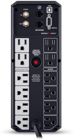 CyberPower CP1500AVRLCD3 Intelligent LCD UPS Battery Backup and Surge Protector  1500VA/900W  12 Outlets  2 USB Ports  AVR  Mini Tower  UL Certified