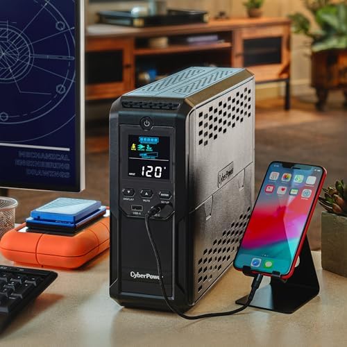 CyberPower CP1500AVRLCD3 Intelligent LCD UPS Battery Backup and Surge Protector  1500VA/900W  12 Outlets  2 USB Ports  AVR  Mini Tower  UL Certified
