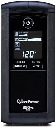 CyberPower CP1500AVRLCD3 Intelligent LCD UPS Battery Backup and Surge Protector  1500VA/900W  12 Outlets  2 USB Ports  AVR  Mini Tower  UL Certified
