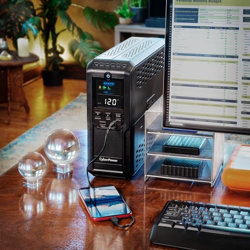 CyberPower CP1500AVRLCD3 Intelligent LCD UPS Battery Backup and Surge Protector  1500VA/900W  12 Outlets  2 USB Ports  AVR  Mini Tower  UL Certified