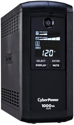CyberPower CP1500AVRLCD3 Intelligent LCD UPS Battery Backup and Surge Protector  1500VA/900W  12 Outlets  2 USB Ports  AVR  Mini Tower  UL Certified