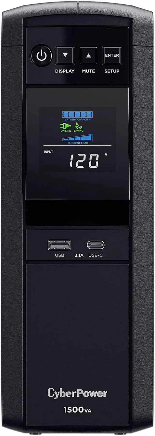 CyberPower CP1500PFCLCD PFC Sinewave UPS Systems   1500VA/1000W  120 VAC  NEMA 5 15P  Mini Tower  Sine Wave  12 Outlets  LCD  PowerPanel