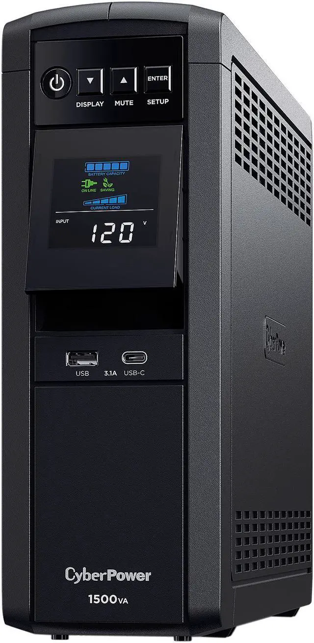 CyberPower CP1500PFCLCD PFC Sinewave UPS Systems   1500VA/1000W  120 VAC  NEMA 5 15P  Mini Tower  Sine Wave  12 Outlets  LCD  PowerPanel