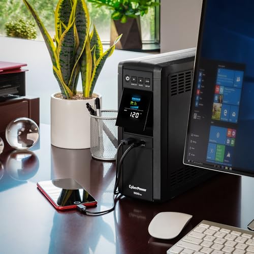 CyberPower CP1500PFCLCD PFC Sinewave UPS Battery Backup and Surge Protector  1500VA/1000W  12 Outlets  AVR  Mini Tower; UL Certified
