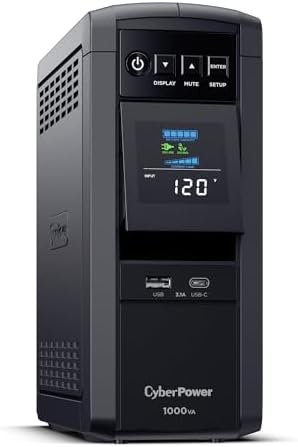 CyberPower CP1500PFCLCD PFC Sinewave UPS Battery Backup and Surge Protector  1500VA/1000W  12 Outlets  AVR  Mini Tower; UL Certified