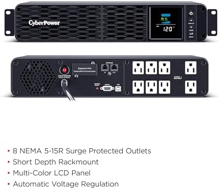 CyberPower CP1500PFCLCD PFC Sinewave UPS Battery Backup and Surge Protector  1500VA/1000W  12 Outlets  AVR  Mini Tower; UL Certified