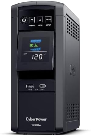 CyberPower CP1500PFCLCD PFC Sinewave UPS Battery Backup and Surge Protector  1500VA/1000W  12 Outlets  AVR  Mini Tower; UL Certified