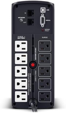 CyberPower CP1500PFCLCD PFC Sinewave UPS Battery Backup and Surge Protector  1500VA/1000W  12 Outlets  AVR  Mini Tower; UL Certified